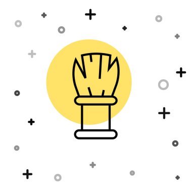 Beyaz arkaplanda siyah çizgi tıraş fırçası simgesi izole edildi. Berber dükkanı sembolü. Rastgele dinamik şekiller. Vektör.