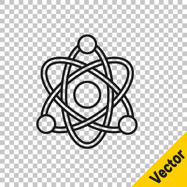 Черная Линия Атом Значок Изолирован Прозрачном Фоне Символ Науки Образования — стоковый вектор