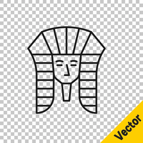 Linea Nera Icona Del Faraone Egiziano Isolato Sfondo Trasparente Vettore — Vettoriale Stock