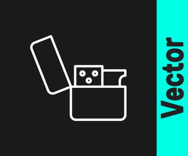 Beyaz çizgi aydınlatma simgesi siyah arkaplanda izole edildi. Vektör