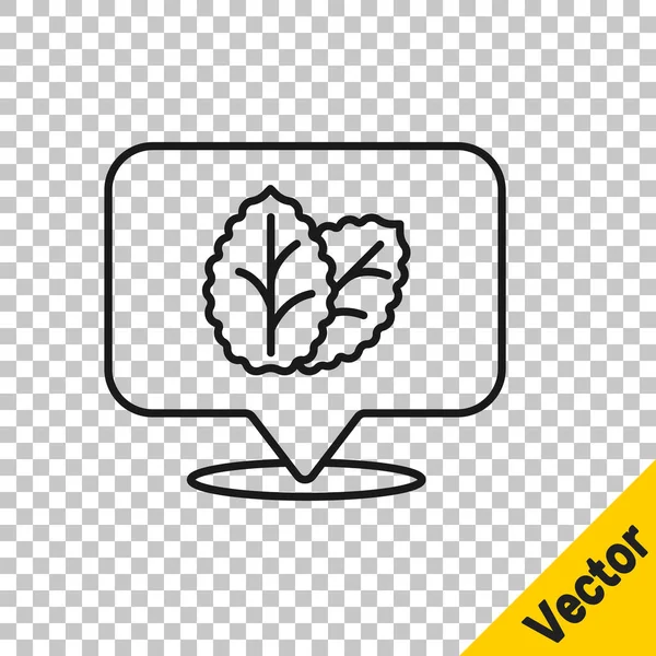 Black Line Tobacco Leaf Icon Isolated Transparent Background Tobacco Leaves — Stock Vector