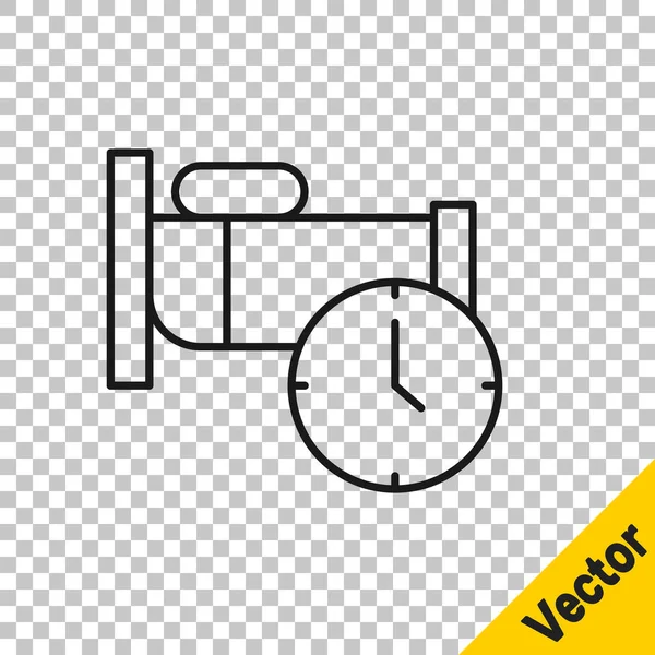 Línea Negra Icono Tiempo Para Dormir Aislado Sobre Fondo Transparente — Vector de stock