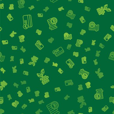 Kredi kartı, dolar fabrikası ve avro sembollü bozuk para sorunsuz bir şekilde ayarlandı. Vektör