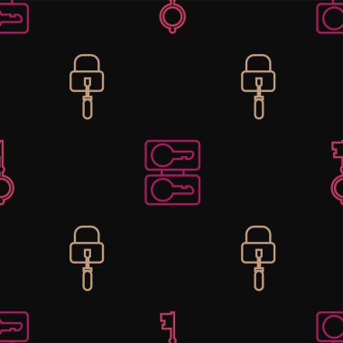 Satırı ayarla Eski anahtar, maymuncuklar için kilit açacaklar ve anahtarlar kusursuz desen üzerine dökülecek. Vektör