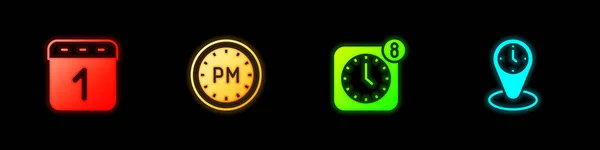 Establecer Calendario Hora Del Día Alarma Reloj Aplicación Móvil Zona — Archivo Imágenes Vectoriales