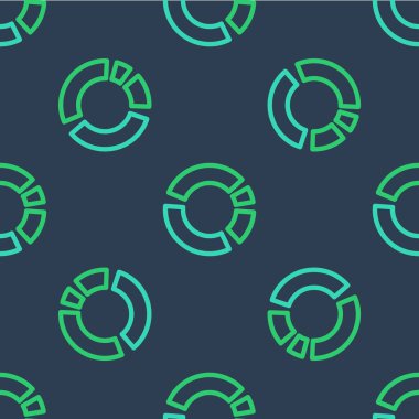 Çizgi pasta grafiği ikonu mavi arkaplanda izole edilmiş kusursuz desen. Diyagram çizelgesi. Vektör