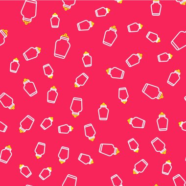 Cenaze Vazosu simgesi kırmızı arkaplanda izole edilmiş. Yakma ve gömme kapları, kolumbaryum vazolar, küllü kavanozlar ve kaplar. Vektör