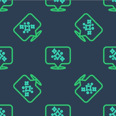 Line Home temizlik hizmeti konsepti simgesi mavi arka planda izole edilmiş kusursuz desen. Bina ve ev. Vektör