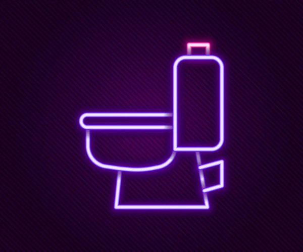 Parlayan Neon Hattı Tuvalet Klozeti Ikonu Siyah Arka Planda Izole — Stok Vektör