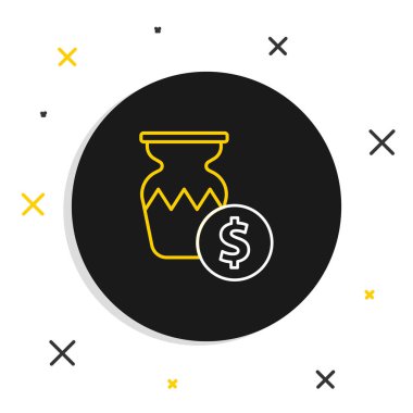 Satır Açık Artırması beyaz arka planda izole edilmiş antik vazo simgesi. Açık arttırma teklifi. Satış ve alıcılar. Renkli taslak konsepti. Vektör