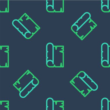 Antik papirüs kaydırma simgesi mavi arkaplanda izole edilmiş kusursuz desen. Parşömen kağıdı. Eski Mısır sembolü. Vektör