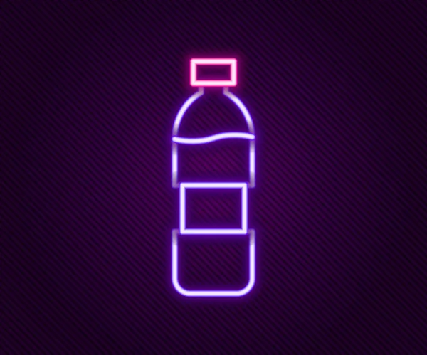 Świecący neon linii Butelka ikony wody izolowane na czarnym tle. Napój sodowy. Kolorowy koncept. Wektor — Wektor stockowy