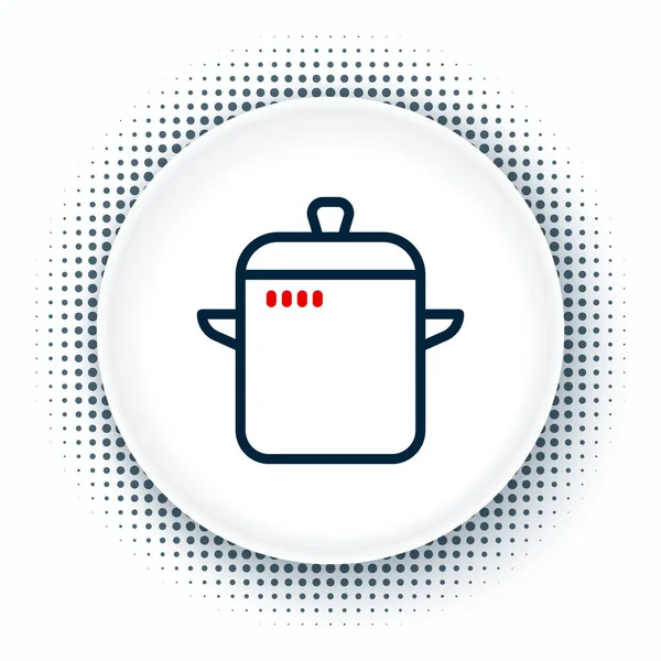 Línea Icono de olla de cocina aislado sobre fondo blanco. Hervir o guisar el símbolo de la comida. Concepto de esquema colorido. Vector — Archivo Imágenes Vectoriales