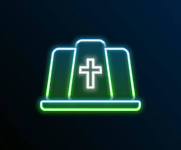 Leuchtende Leuchtschrift Papst Hut Symbol isoliert auf schwarzem Hintergrund. Christliches Hutschild. Buntes Rahmenkonzept. Vektor — Stockvektor