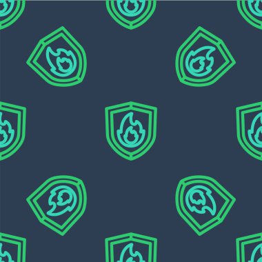 Hat Ateş Koruma Kalkanı ikonu mavi arka planda izole edilmiş pürüzsüz desen. Sigorta konsepti. Güvenlik, güvenlik, koruma, konsept koruma. Vektör