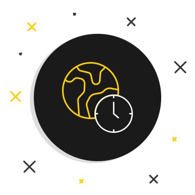 Çizgi Dünya zaman simgesi beyaz arkaplanda izole edildi. Renkli taslak konsepti. Vektör