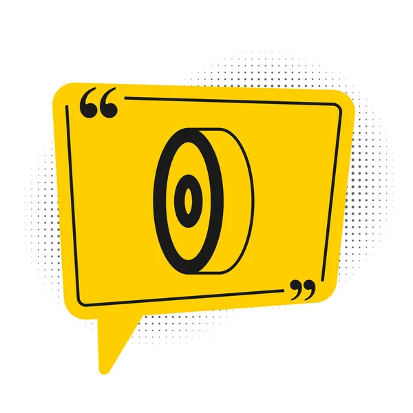 Icono de rodamiento de bolas de monopatín negro aislado sobre fondo blanco. Símbolo amarillo de burbuja. Vector — Vector de stock