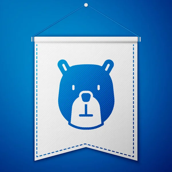 Blue Bear head icon isolated on blue background. White pennant template. Vector — Stock Vector