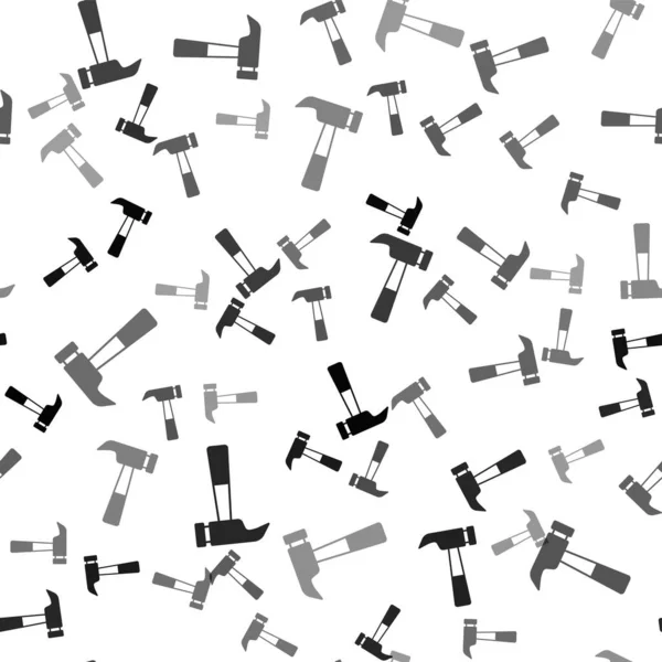 Svart hammare ikon isolerad sömlös mönster på vit bakgrund. Verktyg för reparation. Vektor — Stock vektor