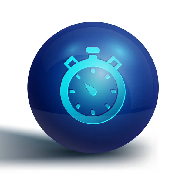 Blue Stopwatch ikon isolerad på vit bakgrund. Tidtagarskylt. Kronometertecken. Blå cirkelknapp. Vektor — Stock vektor