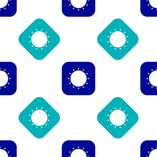 Ícone azul sol isolado padrão sem costura no fundo branco. Vetor —  Vetores de Stock