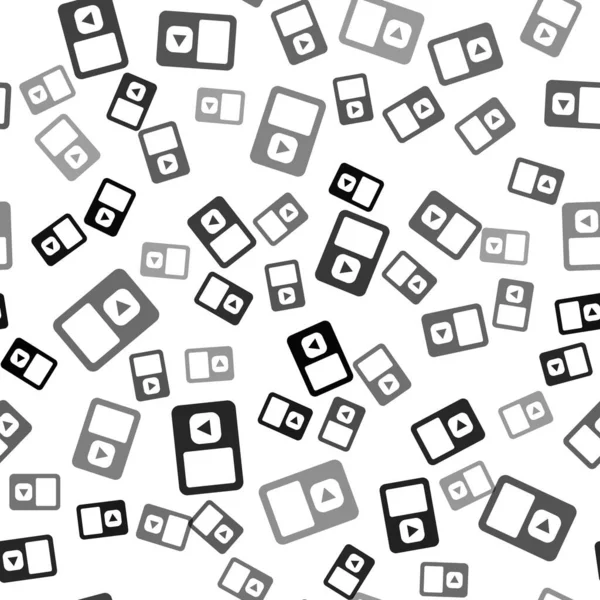 Black Music spelare ikon isolerad sömlös mönster på vit bakgrund. Bärbar musikapparat. Vektor — Stock vektor