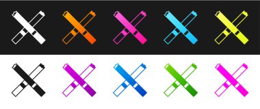 Sigara simgesini siyah beyaz arkaplanda izole et. Tütün tabelası. Sigara içme sembolü. Vektör