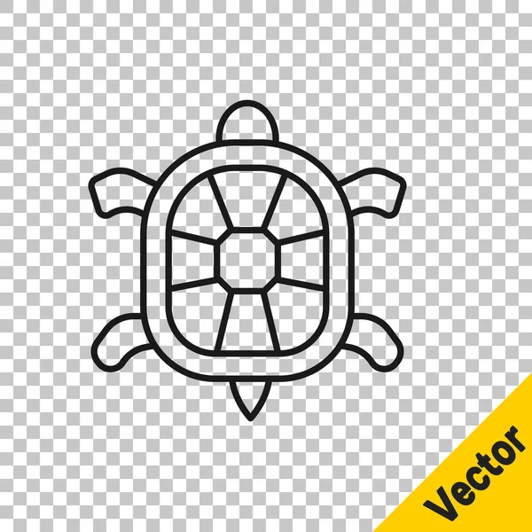 Ligne noire icône tortue isolé sur fond transparent. Vecteur — Image vectorielle