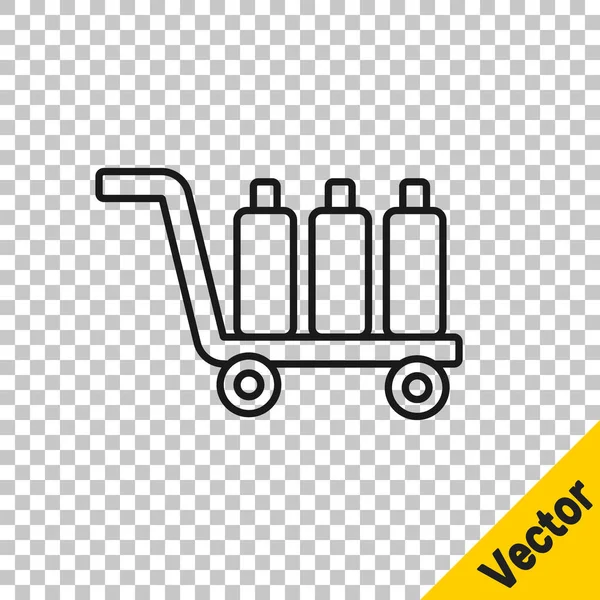 Black line Trolley suitcase icon isolated on transparent background. Traveling baggage sign. Travel luggage icon. Vector — Stock Vector