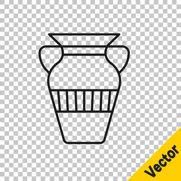 Black line Egyptian vase icon isolated on transparent background. Symbol of ancient Egypt. Vector — Stock Vector