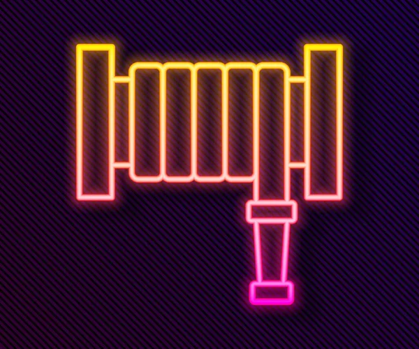 Világító neon vonal Tűz tömlő tárcsa ikon elszigetelt fekete alapon. Vektor — Stock Vector