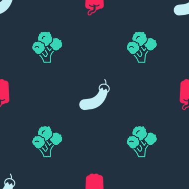 Bell biberi, patlıcan ve brokoliyi dikişsiz kalıba sokun. Vektör