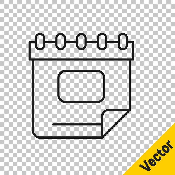 Ligne noire icône calendrier isolé sur fond transparent. Symbole de rappel d'événement. Vecteur — Image vectorielle