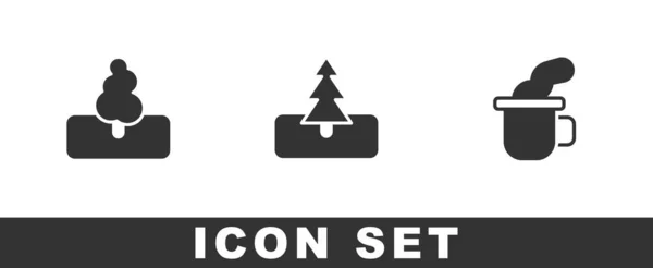 Set Tree, és csésze tea ikon. Vektor — Stock Vector