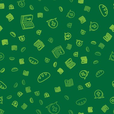 Kutsal kitap, Hristiyan ekmeği ve kusursuz desen üzerine çizgi çiz. Vektör