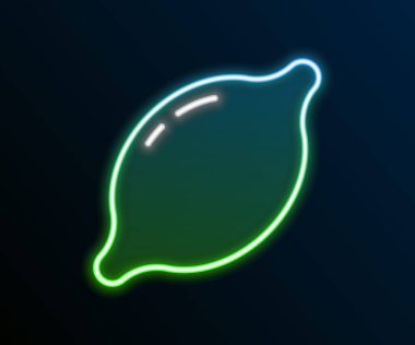 Parlayan neon hattı Lemon simgesi siyah arkaplanda izole edildi. Renkli taslak konsepti. Vektör.