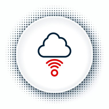 Çizgi Ağı bulut bağlantısı simgesi beyaz arkaplanda izole edildi. Sosyal teknoloji. Bulut hesaplama konsepti. Renkli taslak konsepti. Vektör.