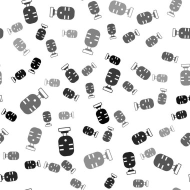 Siyah mikrofon simgesi beyaz arkaplanda izole edilmiş kusursuz desen. Radyodaki mikrofondan. Sözcü işareti. Vektör.