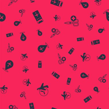 Uçuş zamanını, uçak biletini, uçak biletini, makası ayarlayın. Vektör.