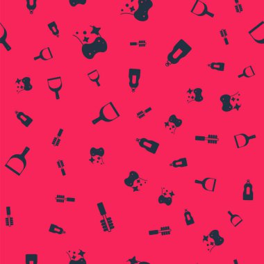 Tuvalet fırçasını, Sponge 'ı, faraş' ı ve bulaşık deterjanını kusursuz bir şekilde hazırla. Vektör.