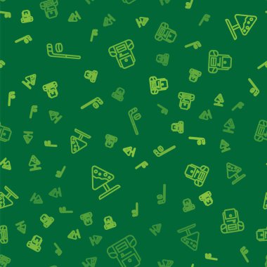 Buz hokeyi sopası ve puck, yol işaretleri çığ ve pürüzsüz bir şekilde yürüyüş sırt çantası. Vektör.