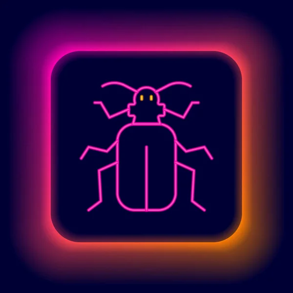 Leuchtende Leuchtschrift Chafer Beetle Symbol Isoliert Auf Schwarzem Hintergrund Buntes — Stockvektor