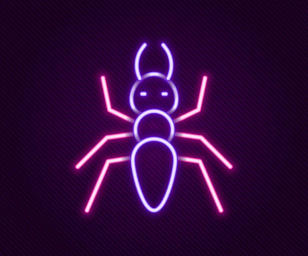 Gloeiende Neon Lijn Ant Icoon Geïsoleerd Zwarte Achtergrond Kleurrijk Concept — Stockvector