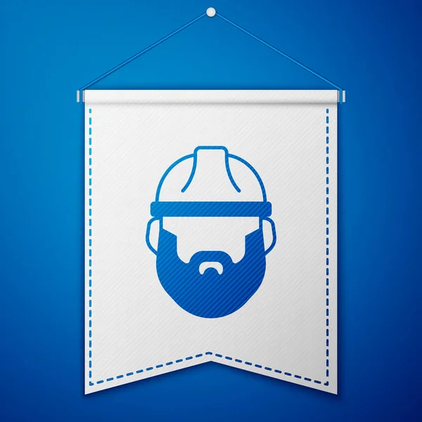 蓝胡子伐木工人图标孤立在蓝色背景 白旗模板 — 图库矢量图片