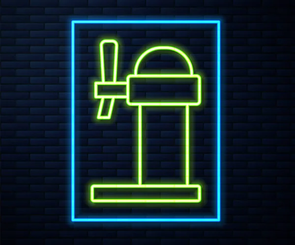 Glowing Neon Line Dispenser 아이콘은 배경에 분리되어 수도꼭지가 타워요 Vector — 스톡 벡터