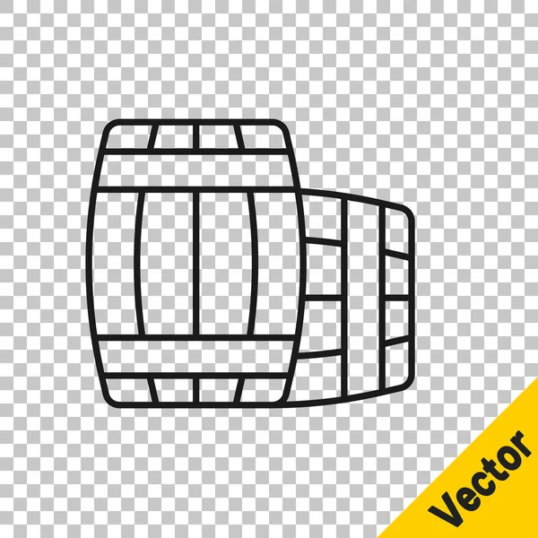 Schwarze Linie Holzfass Symbol Isoliert Auf Transparentem Hintergrund Alkoholfass Getränkebehälter — Stockvektor