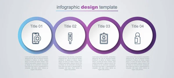 Sürgősségi Telefonhívás Digitális Hőmérő Klinikai Rekord Szemcsepp Üzleti Infografikai Sablon — Stock Vector
