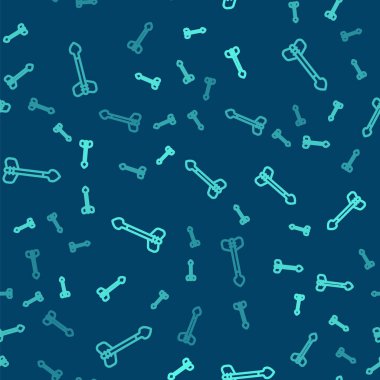 Green line Arrow icon isolated seamless pattern on blue background.  Vector