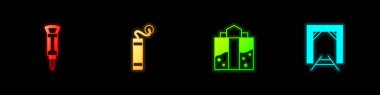 Set Construction jackhammer, Dynamite, Mine entrance and  icon. Vector