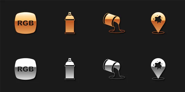 Set Rgb Paint Spray Can Bucket Icon Vector — 스톡 벡터